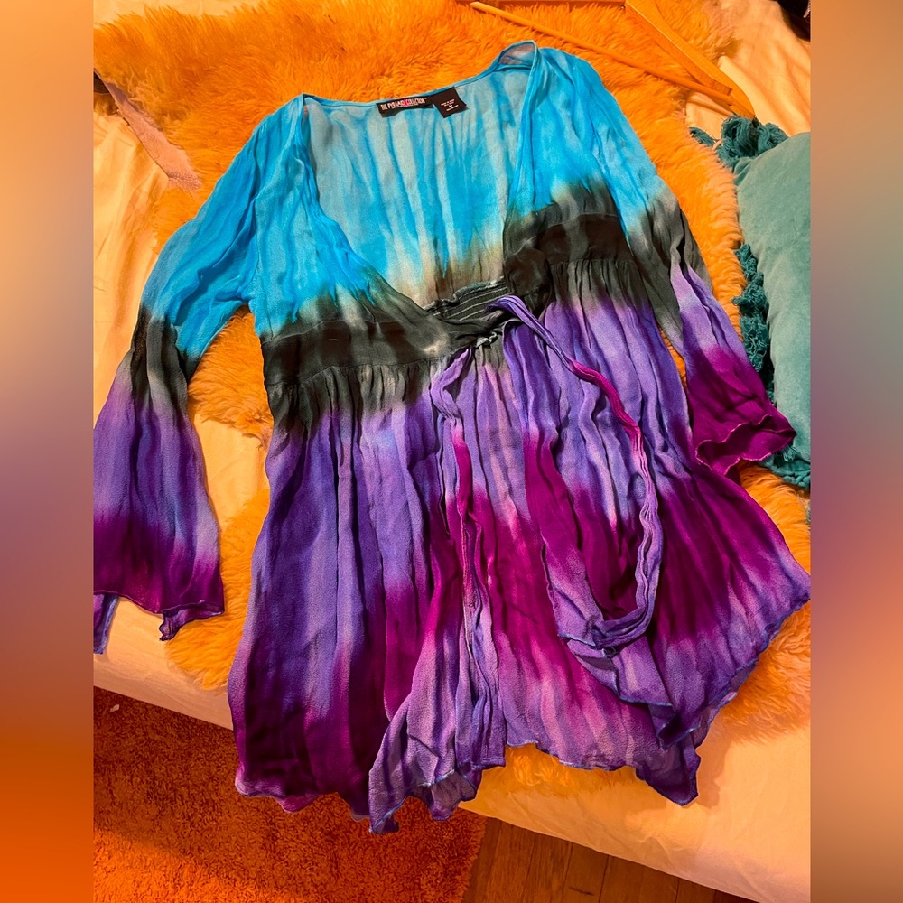 Purple & Teal Dyed Rayon Blouse